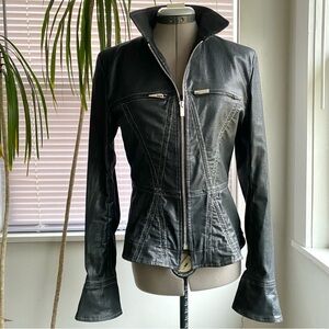 HOGAN by Karl Lagerfeld Gorgeous Black Metallik Denim Jacket Authentic Size 44/S